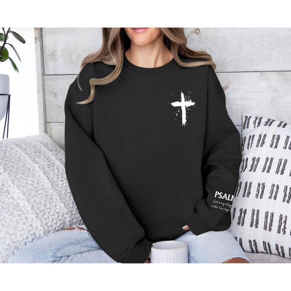Women Christian Psalms 91 Hoodie Religious Faith Bible Verse Pullover - Picture 4 of 6